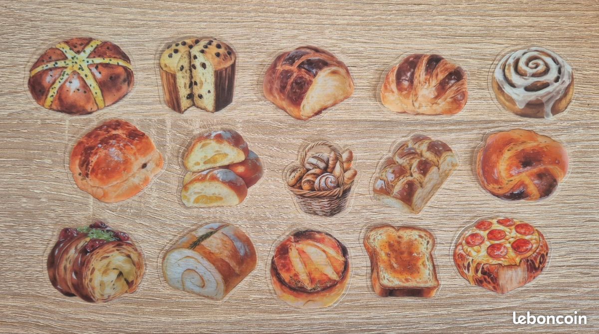 Lot de 15 stickers/ autocollants viennoiserie, đ đ„Ș đ„ pour scrapbooking ou autre... (image 1)
