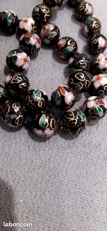 Colliers et pendentifs antiques en céramique pour femmes, perles de forme irrégulière rétro colorées, cadeau, artware, vente en gros # XN031  36
