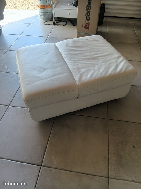 Pouf cuire blanc (image 2)