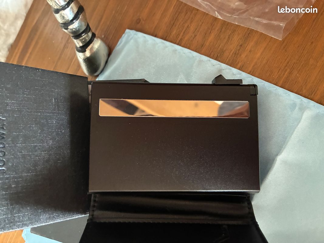 Porte feuille porte cartes pour hommes en cuir noir JOODWAY (image 3)