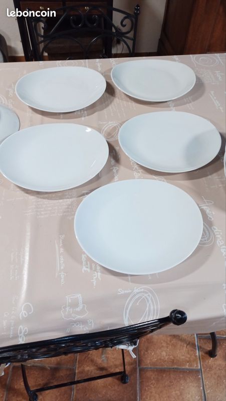 Lot 6 assiettes à steack porcelaine blanche (image 2)