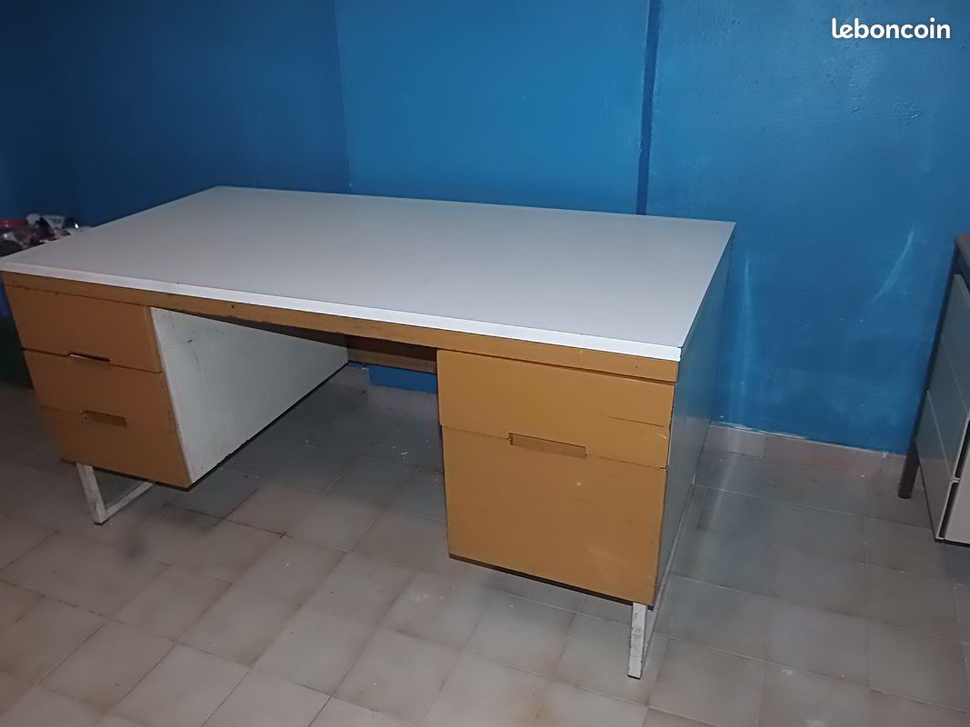 BUREAU MINISTRE 2 CAISSONS vintage METAL LOFT (image 2)