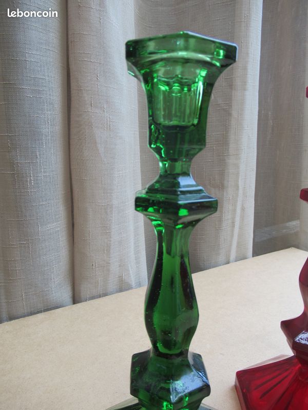 Bougeoirs En Verre 3 Pièces Vases - À Fleurs Bleu-Vert À Bulles Grand