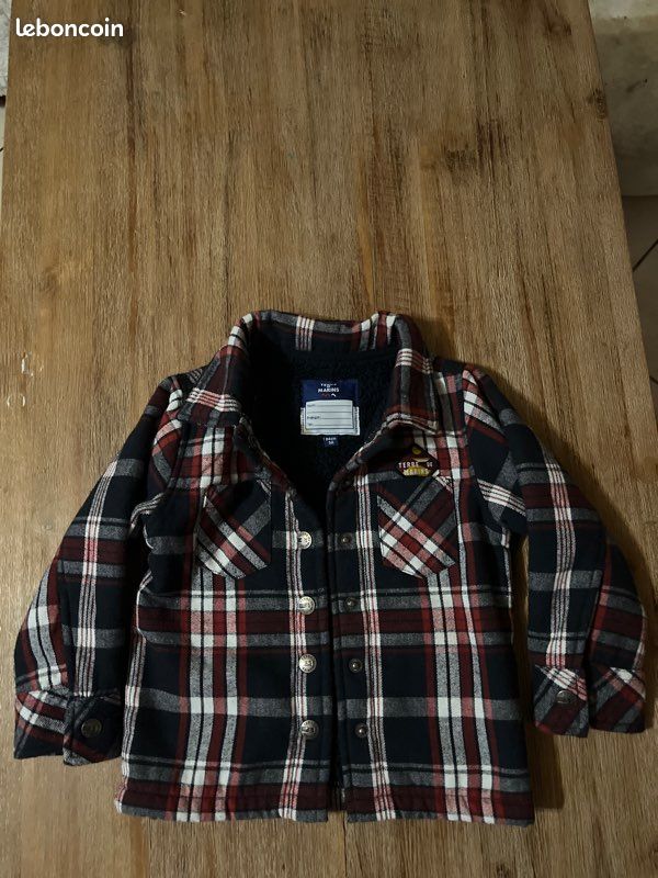 Veste à carreaux bleu garçon T 3 ans Terre de marins (image 2)