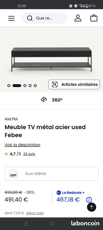 Meuble tv Ampm noir métal industriel (image 6)