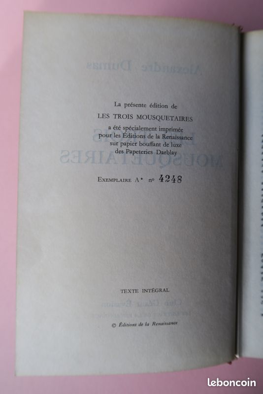Les trois mousquetaires Alexandre Dumas 1968 Numéroté (image 3)