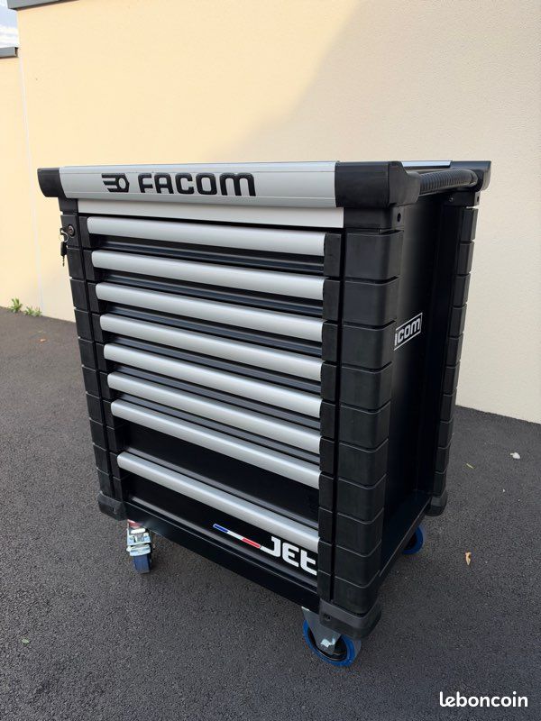 Servante noire de sécurité avec inter-verrouillage intégré - 8 tiroirs - FACOM FRANCE | JET.8NM3ASPF (image 1)