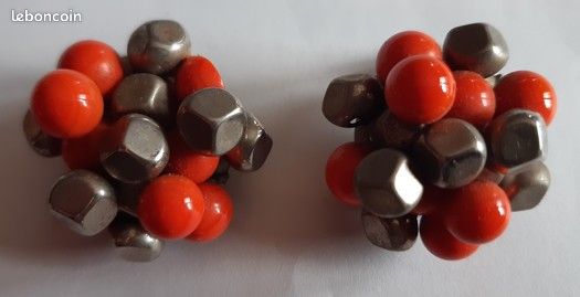 Lot de 5 Boucles d'oreilles clips vintage "perles colorées" (image 3)