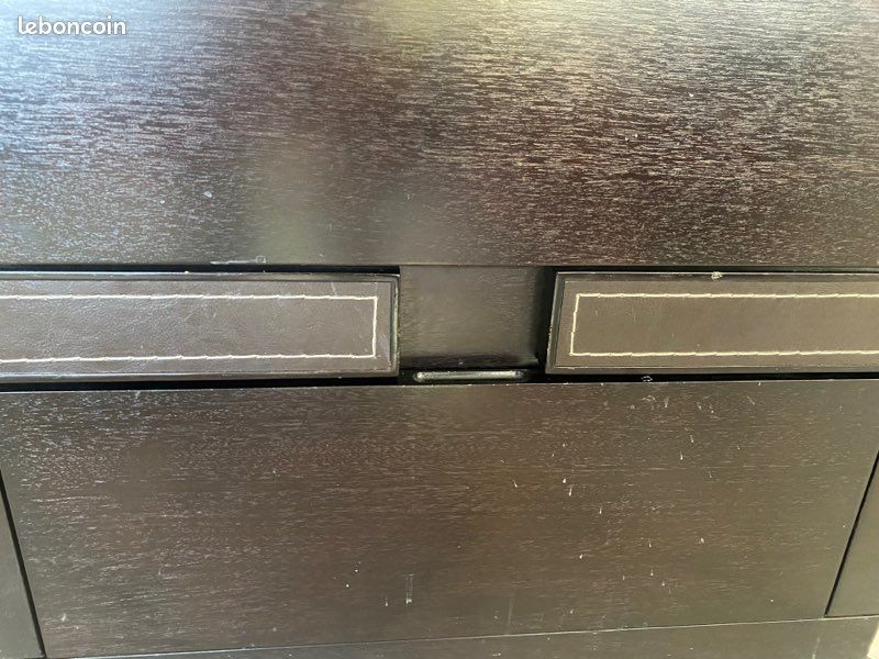 2 tables de chevet noires et bandeau cuir avec surpiqûres (image 3)