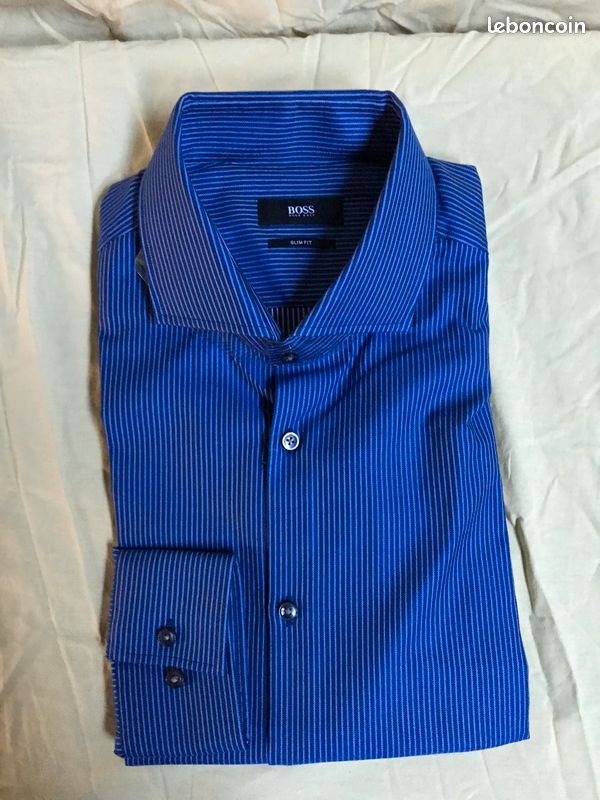 Chemise Hugo Boss gris foncé - 100 % coton - Vintage 80s / Vêtement d