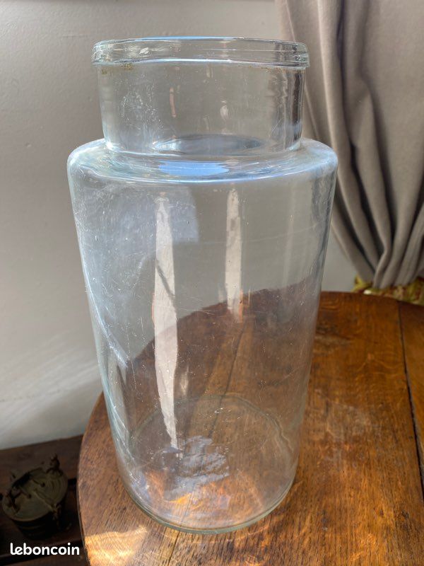 Gros Bocal En Verre Ancien - Pot De Conservation/congélation - Occasion Bon état