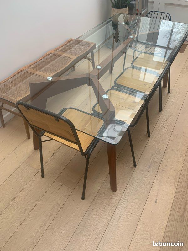 Lot de 4 chaises en métal et bois (image 2)