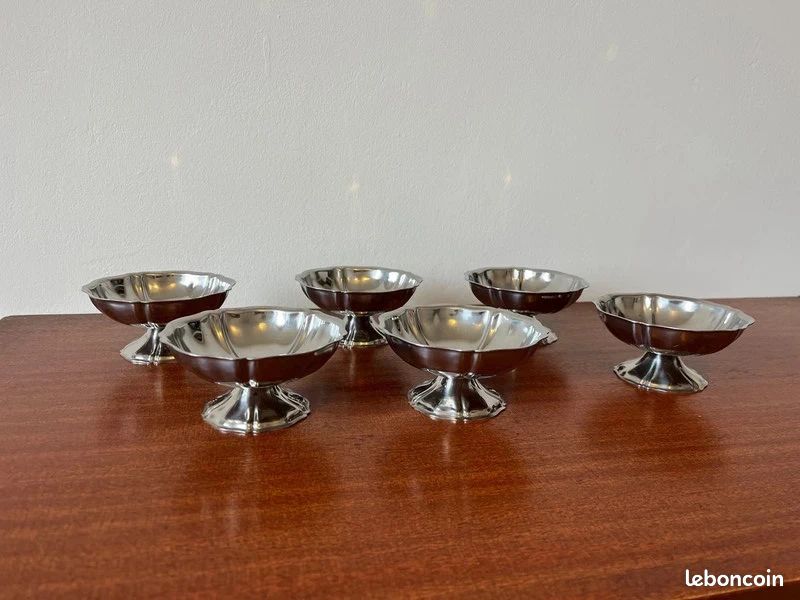 Coupes à glace ou sorbet en inox années 70
