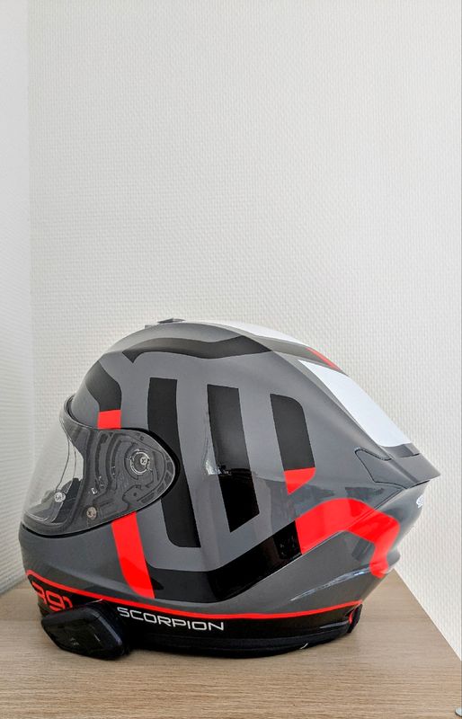 Casque moto Scorpion Exo 391 Arok gris rouge