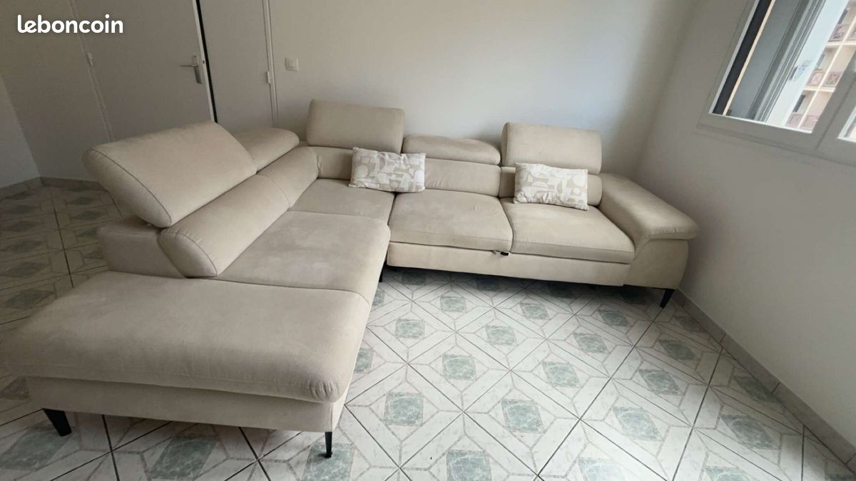 Canapé d’angle beige (image 1)