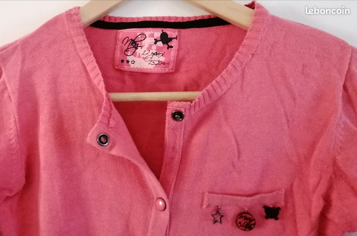 Gilet fille corail T12 ans (image 1)