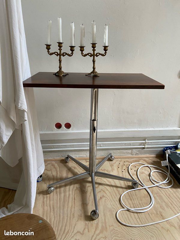Table d’appoint vintage 70s bois et métal (image 5)