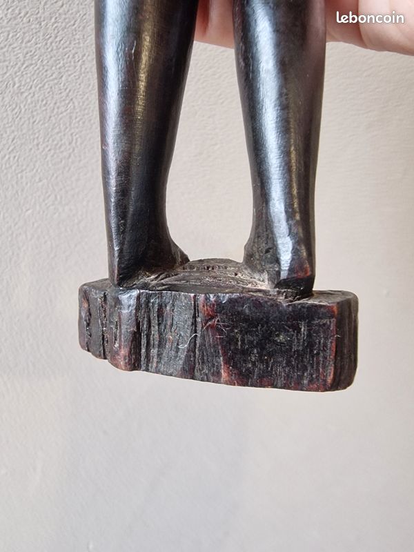 Statue africaine ancienne en bois sculpté – pièce artisanale vintage 31 cm déco ethnique (image 14)