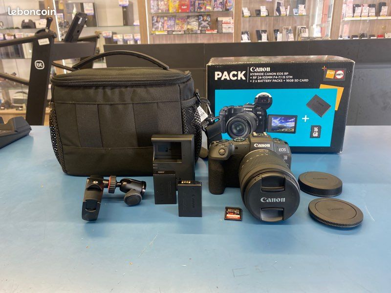 Pack appareil photo Hybride Canon EOS RP, 2 batteries, chargeur, objectif RF 24-105mm, housse , boite et carte mémoire se 128Go (image 1)
