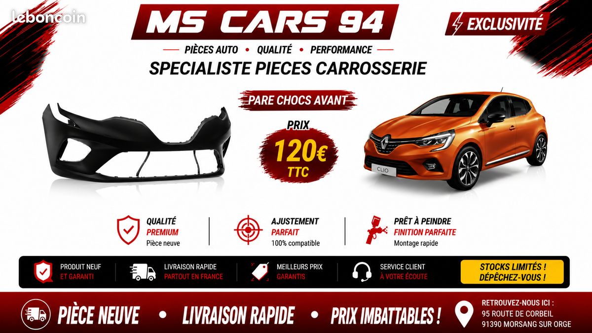 Pare chocs avant renault clio 5 2019 a 2023 (image 1)