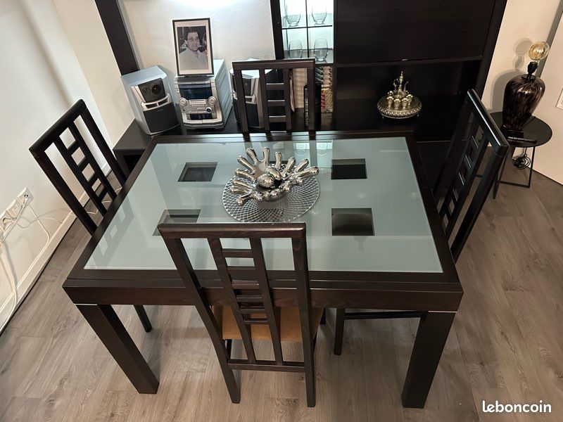 Ensemble Salle à Manger – Table en Verre + 4 Chaises + Meuble Buffet (image 4)