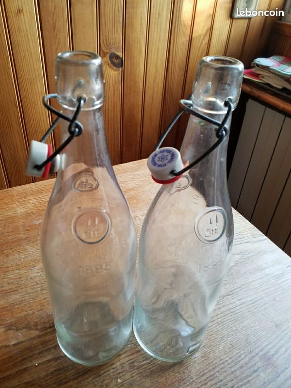 2 anciennes bouteilles à canettes ,1 litre ,
Geyer Frères.
Pas abîmées (image 2)
