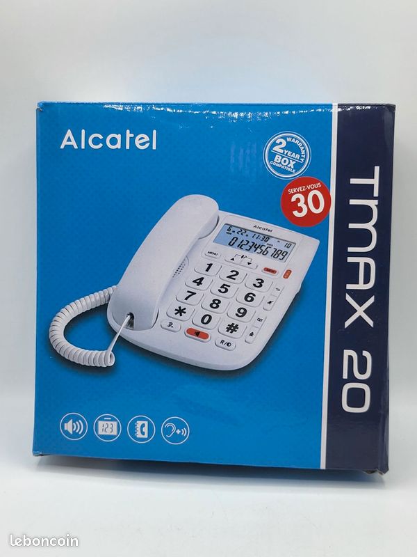 #A12 – Téléphone fixe Alcatel Temporis Tmax 20 blanc avec boîte fonctionne (image 4)