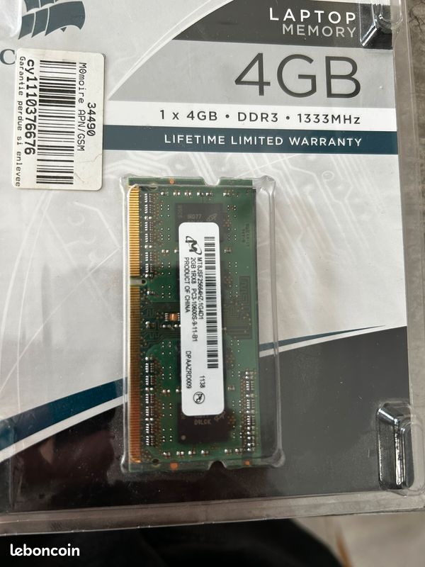 Barrettes RAM PC portable 4 Go DDR3 / DDR3L – NEUVES – Lot ou unité (image 2)