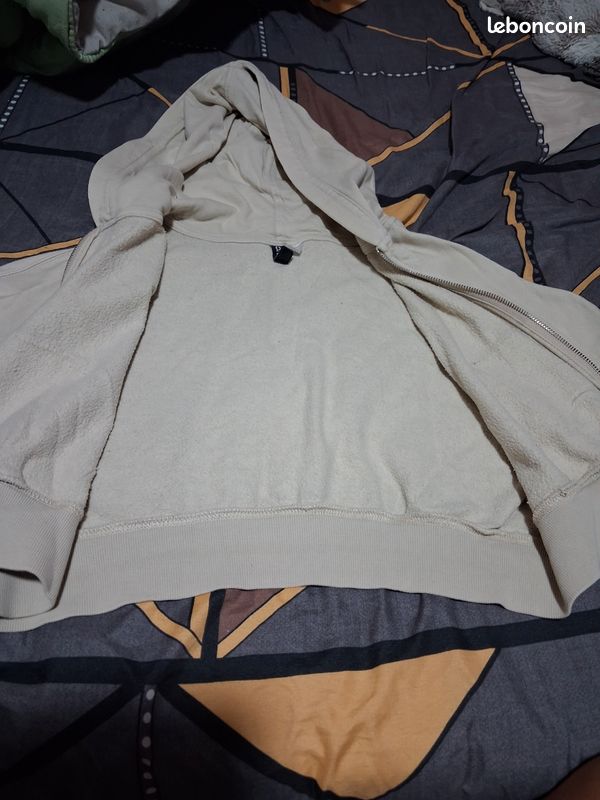 Sweat shirt fille capuche beige taille M (image 3)