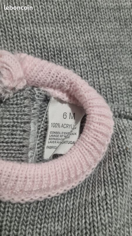 Robe Fille Bébé Caramel Gris et Rose 6 mois (image 3)