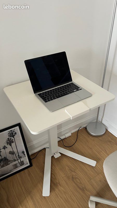 Mittzon ikea bureau assis debout blanc table ordinateur roulettes (image 1)