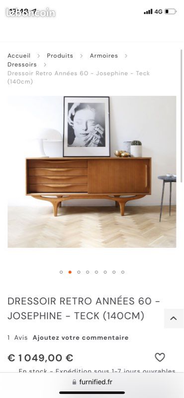 Enfilade/buffet retro scandinave en teck PIB (image 3)