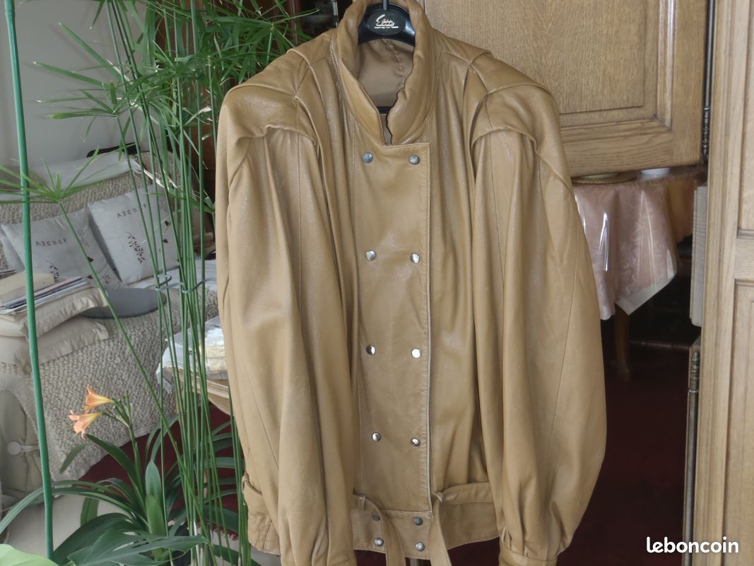 Veste femme cuir noisette (image 1)