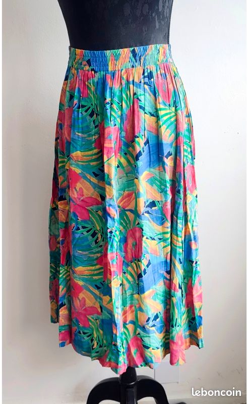 Jupe Vintage St Michael Marks & Spencer – Taille 14, Plissée Fleurie, Années 80