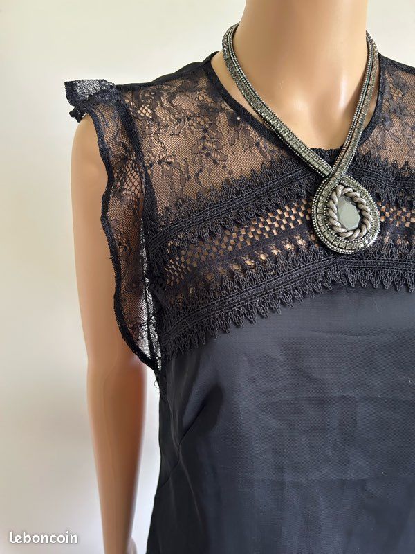 Blouse Morgan Noire Et Argentée Taille 36 - Neuve Sans étiquettes, Jamais Portée