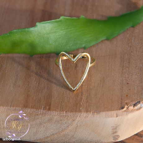 Bague Coeur Ajustable En Acier Inoxydable Doré - Taille Unique - Neuf Avec étiquettes - Modèle V6