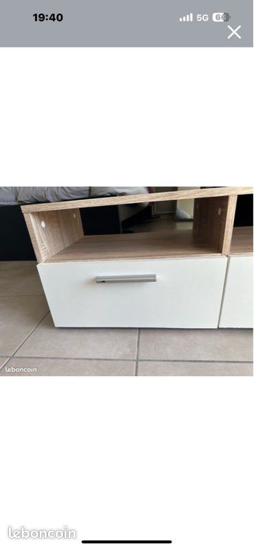 Meuble tv blanc beige (image 3)