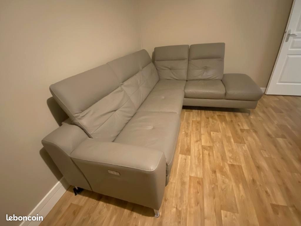Canapé cuir gris (image 5)