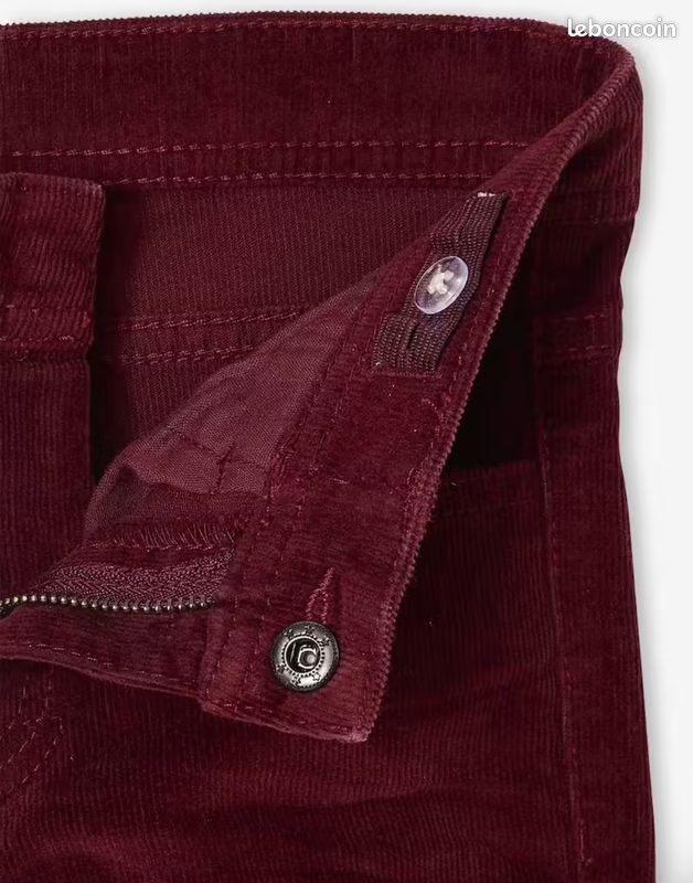 Pantalon slim velours garçon - bordeaux (Vertbaudet) (image 6)
