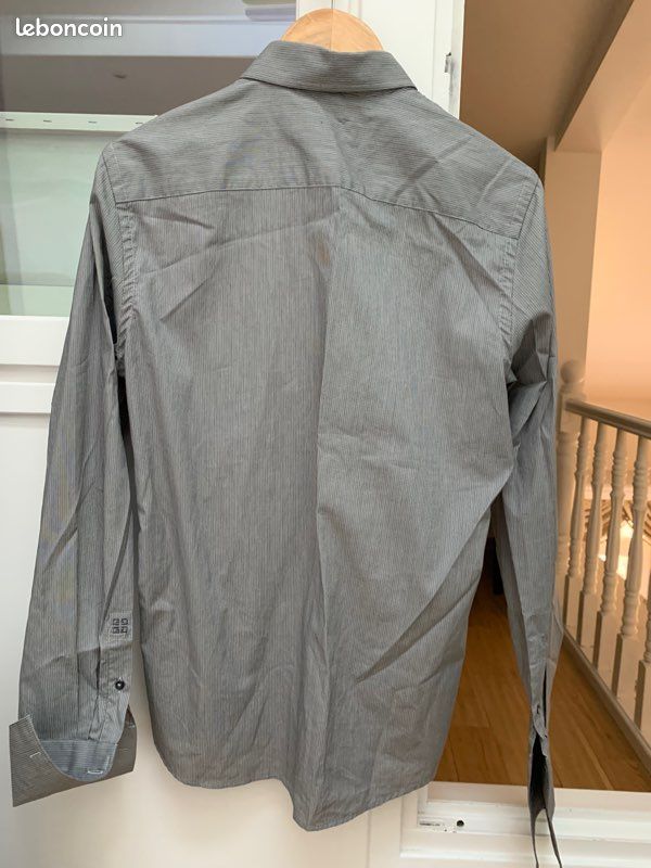 Chemise Givenchy gris rayures slim taille 39 poignets mousquetaires (image 7)