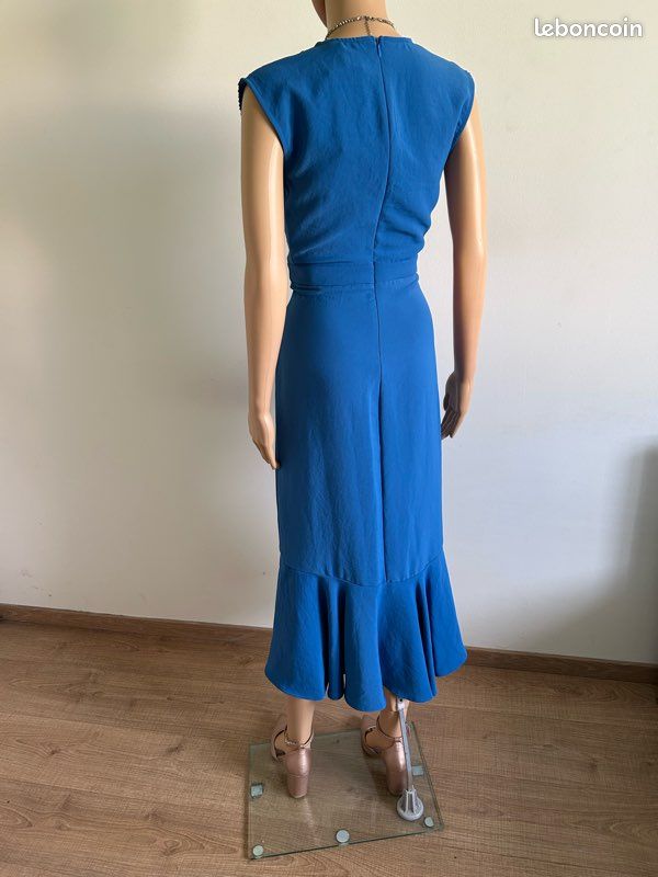 Robe Cocktail BCBG Max Azria Une épaule Bleu Larkspur - Taille 10P - Neuve Sans étiquette