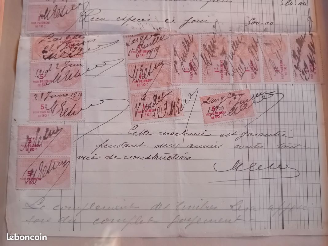 Facture Automobile Peugeot 1933 – Document Ancien – Collection – Occasion