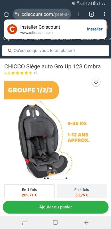 Chicco Gro-Up 123 Siège Auto pour Bébé 9-36 kg, Groupe 1/2/3 pour