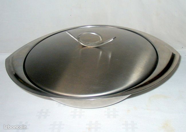 Soupière / Légumier Vintage Guy Degrenne COSMOS - Inox Argenté, Années 60-70