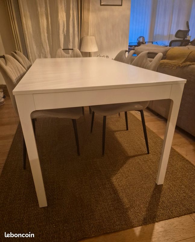 Table IKEA EKEDALEN extensible blanche 120/180 × 80 cm (image 1)