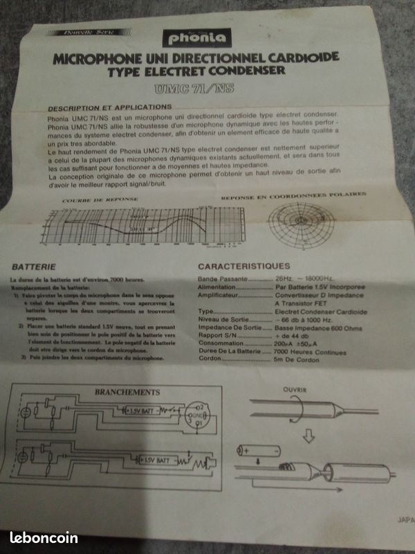 Microphone filaire Vintage modèle Phonia UMC 73/NS - Cordon