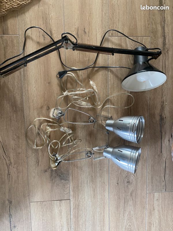 Lampe de Bureau Mid-Century Vintage en Bois et Verre Irisé, Portugal