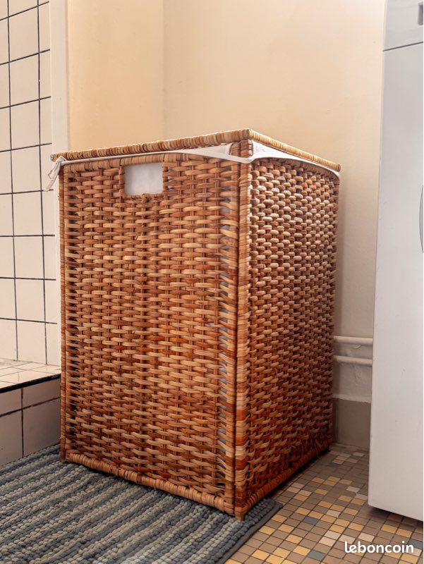 Panier à linge, intérieur tissu, rotin, 80 l (image 4)