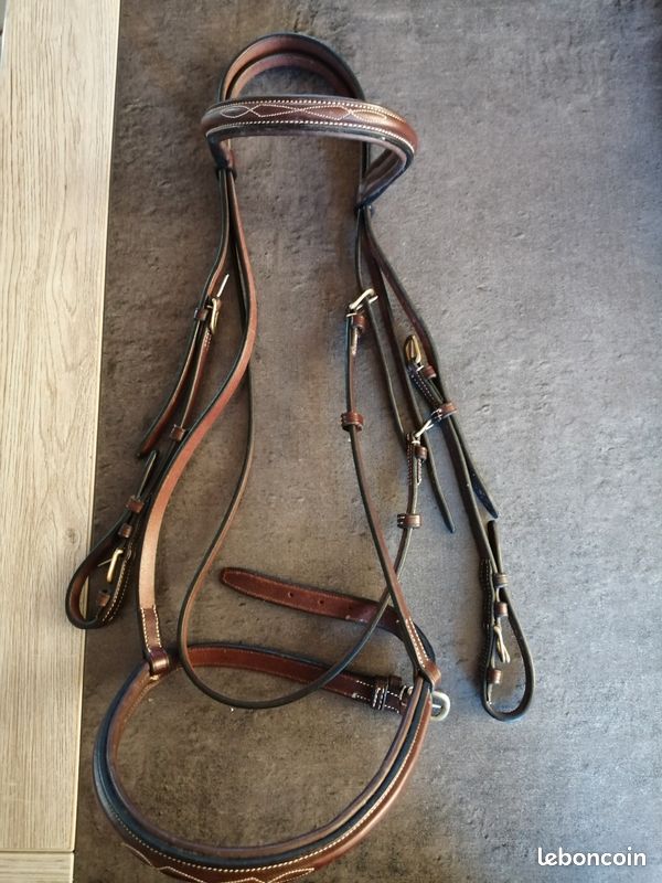 Bride De Dressage En Cuir Rembourrée - Avec Pierre Rose - Taille Universelle - Neuf