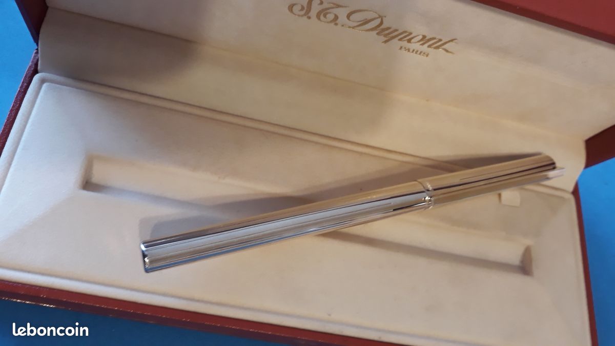 Stylo Bille S.T. Dupont Plaqué Argent - Occasion, Fonctionne, Avec Boîte